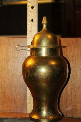 Vintage Brass Urn Vase With Lid Made In India 9 "