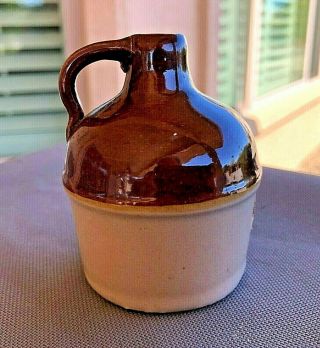 Vintage Red Wing Pottery Miniature Jug With Brown Glaze Top And Sticker