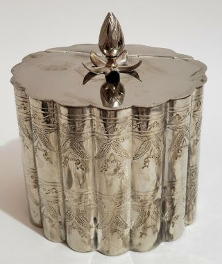 Vtg Victorian Silver Plated Tea Caddy/box With Hinged Top And Pineapple Finial