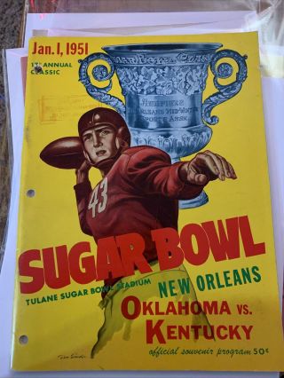 1951 Oklahoma Sooners Kentucky Wildcats Sugar Bowl Orleans Football Program
