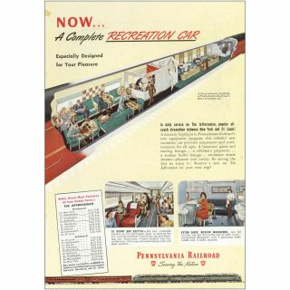 1948 Pennsylvania Railroad: A Complete Recreation Car Vintage Print Ad
