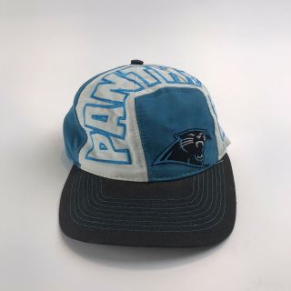 Vintage Carolina Panters Nfl One Snapback Hat Big Logo Adjustable Cap Black 90s