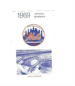 Very Rare 1969 York N Y Mets Official Schedule In Near To Cond.