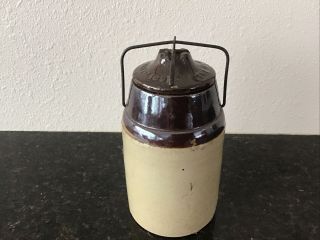Vintage (the Weir Pat.  Mar 1st 1892) Stoneware Crock Canning Jar With Lid & Wire