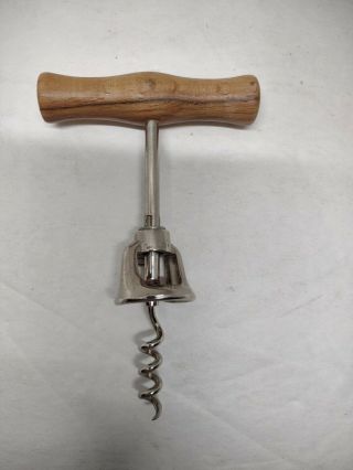 Vintage Italy Corkscrew With Wood Handle,  5 1/2” Wine Bottle Opener