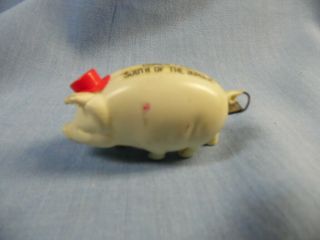 Vintage Celluloid Pig W/ Red Hat Sewing Measuring Tape South Of The Border