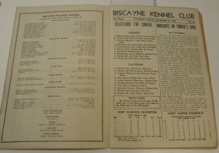 VINTAGE 1946 BISCAYNE KENNEL CLUB DOG TRACK GREYHOUND RACING FORM PROGRAM MIAMI 3