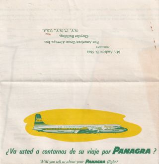 Panagra Pan American - Grace Airways 1950s Dc - 7b Comments Form