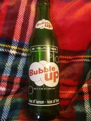 Vintage Bubble Up Green Glass 8 Oz Soda Bottle