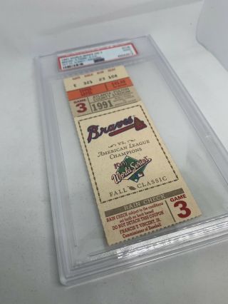 1991 World Series Ticket Stub Game 3 PSA 2 Braves Twins First W.  S.  in Atlanta 3