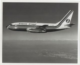 Large Vintage Photo - Britannia Airways Boeing 737 G - Badp In - Flight