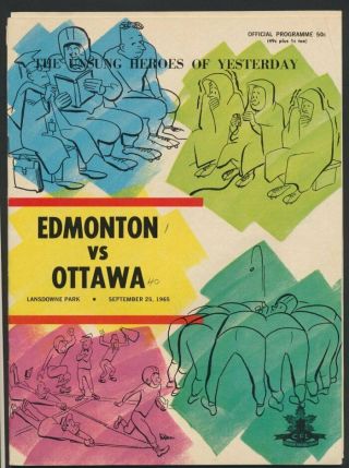 Rare Sept.  25 1965 Ottawa Rr Vs Edmonton Eskimos Ee Cfl Program Russ Jackson Cfl