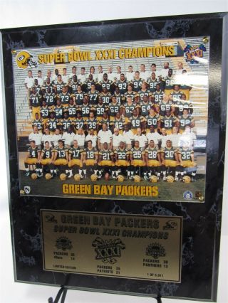 1966 Green Bay Packers Bowl Xxxi Champions Photo Wall Plaque 12 " X 15 " Ltd
