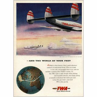 1946 Twa: And The World At Your Feet Vintage Print Ad