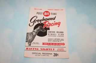 1954 Sanford - Orlando Kennel Club Florida Greyhound Dog Race Form Program