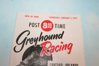 1954 Sanford - Orlando Kennel Club Florida Greyhound Dog Race Form Program 2
