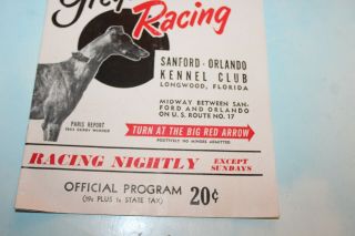 1954 Sanford - Orlando Kennel Club Florida Greyhound Dog Race Form Program 3