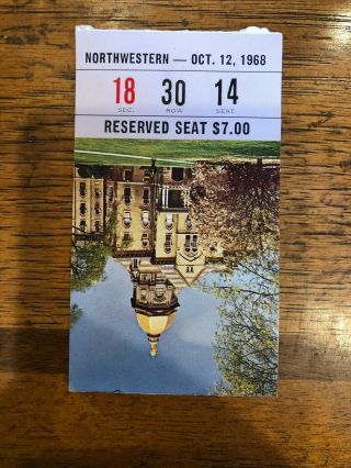 10/12/68 Notre Dame Vs Northwestern Football Ticket Stub Rare