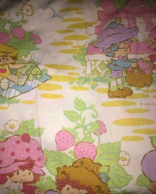 Vintage Strawberry Shortcake Twin Fitted Sheet 80s