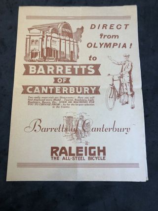 Raleigh Bicycle Brochure - Barretts Of Canterbury 1920 
