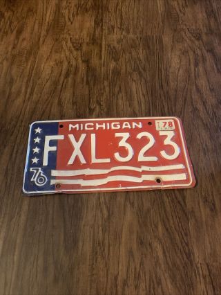 1976 Usa Bi - Centennial Michigan Mi Auto Car License Plate Tag