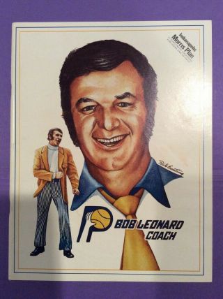 Aba Coach Bobby Leonard Indiana Pacers Game Program 1975 - 1976
