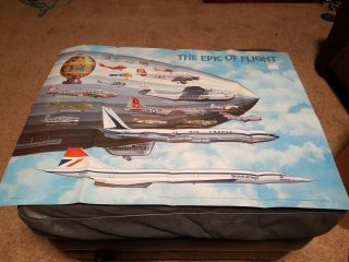Vintage Poster From Time - Life Books The Epic Of Flight Aircrafts 1980 Vg 22 " ×30 "