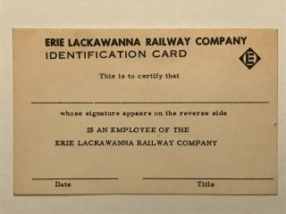 Vintage Erie Lackawanna Railway Company Railroad Employee Identification Card