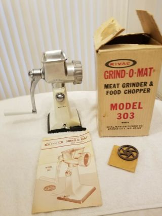 Vintage Rival Grind O Mat Model 303,  Meat Grinder /Food Chopper Crank Handle 2