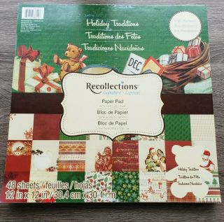 Recollections 12x12 " Holiday Traditions " Paper Pad Christmas Vintage Santa