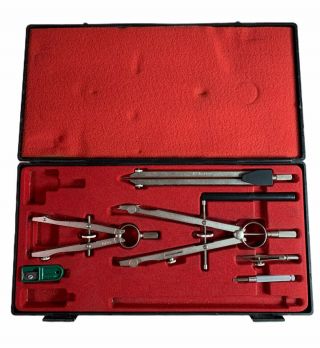 Vintage Charvoz 10 - 5334 Engineering Drafting Drawing Tools Set With Case