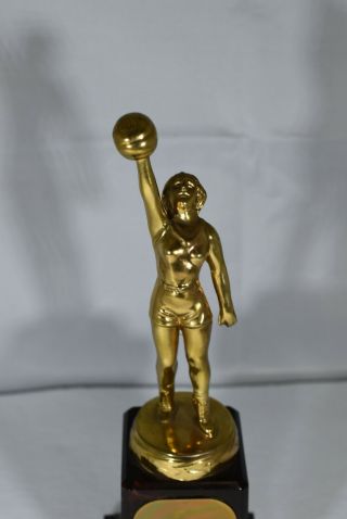 Rare 1950 Vintage Lawrence WOMEN ' S BASKETBALL Trophy - Art Deco - 9 1/2 Inches - OHIO 2
