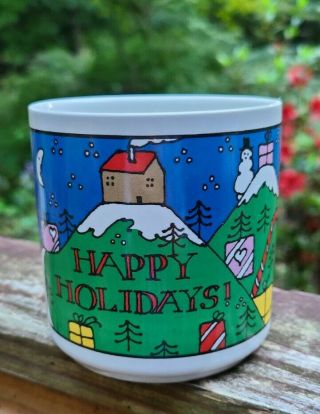 Vintage Christmas Coffee Mug Houze Alan Wood Fpc England Happy Holidays