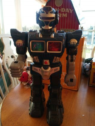 Hap - P - Kid Vintage 2005 Robot 15 " Tall W/ Lights Sounds & Walking Turbo Fighter