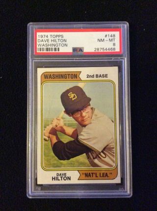1974 Topps Dave Hilton Padres National League Psa 8 Washington Card 148