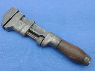 Vintage W & B C0 6 Inch Adjustable Monkey Wrench Wood Handle Antique Tool