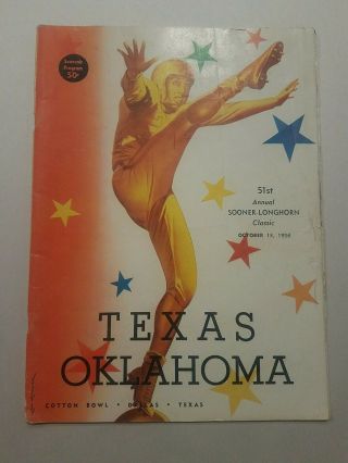 1956 Texas Vs Oklahoma Football Program
