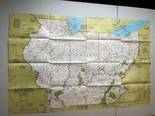 Vintage National Geographic Society Illinois,  Indiana,  Ohio,  Kentucky Map