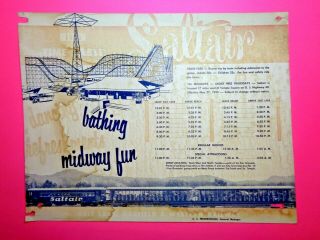 1955 Saltair Timetable Poster - Salt Lake,  Garfield And Western Rr