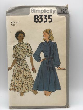 Vintage Simplicity 8335 Size 14 Miss Dress Sewing Pattern