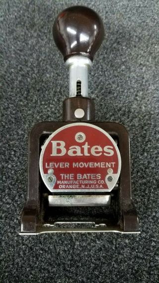 Vintage Railroad Bates Lever Movement Numbering Machine - 6 Wheels