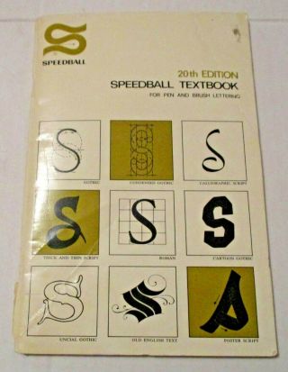 Vintage 1972 Speedball Textbook For Pen & Brush Lettering Calligraphy