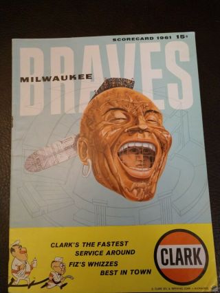 1961 Milwaukee Braves Scorecard Program - Neatly Scored - S.  F.  Giants