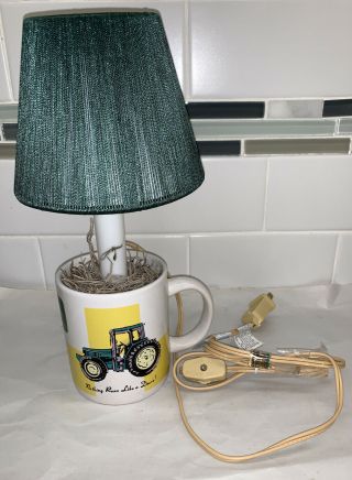 Vintage John Deere Green Tractor Gibson Mug Coffee Cup 11” Lamp Light W Shade Ko