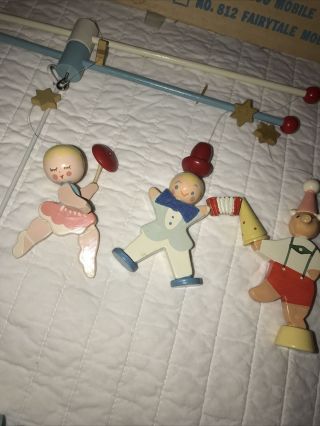 Vintage Originals By Irmi Nursery Hand Painted Circus Crib Mobile Wooden Clowns
