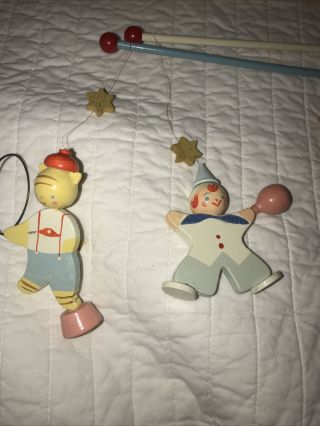 Vintage Originals by IRMI Nursery Hand Painted Circus Crib Mobile Wooden Clowns 2