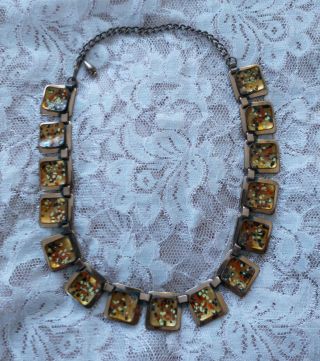 Vintage Signed Matisse Enameled Copper Necklace 18 Inches