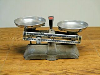 Vintage Ohaus 2 - Pan Mechanical Balance Scale 200 Gm Rustic Patina - Not Cleaned