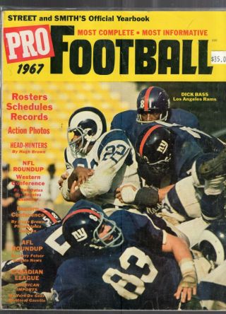 1967 Street & Smith Pro Football Yearbook - Dick Bass - Los Angeles Rams Cover