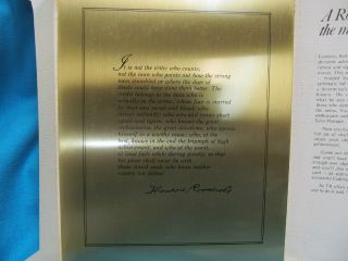 2 BRASS CADILLAC CHALLENGE OF EXCELLENCE PLAQUE SLEEVE PRES THEODORE ROOSEVELT 2